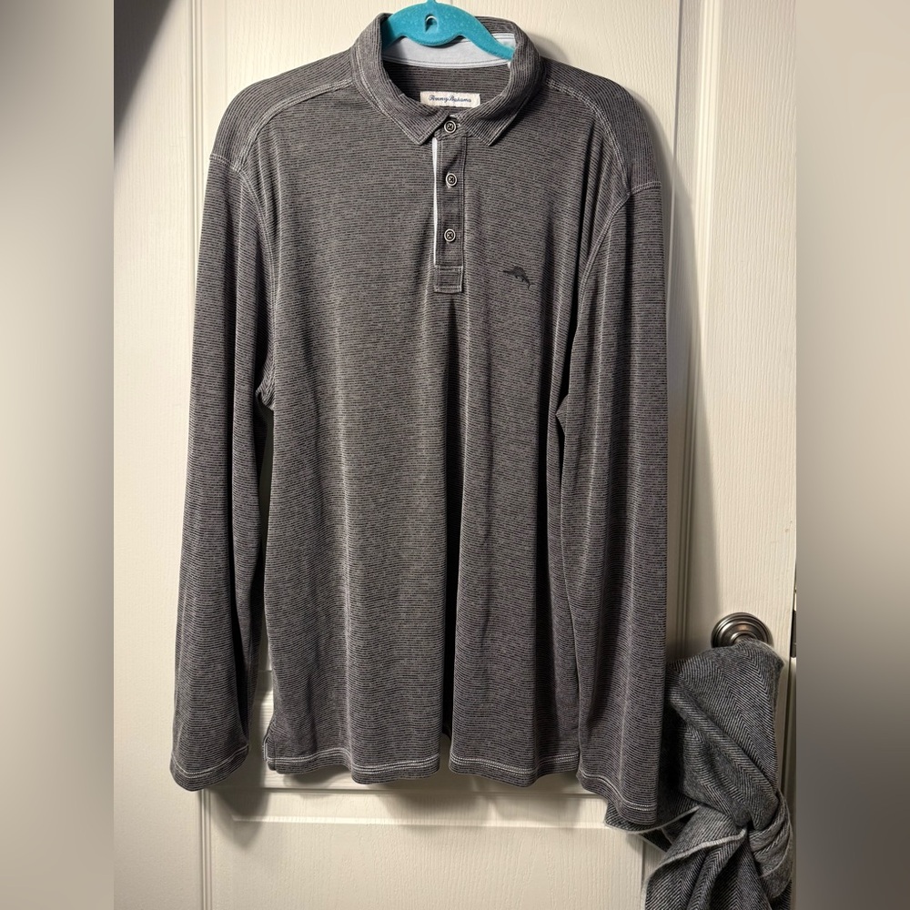 Tommy Bahama Paradiso Cove long-sleeve polo shirt in the color Coal size xl